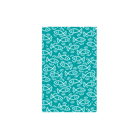 Shunkoen Mamimu Japanese Classic Motifs Mini Memo Notebook | Six Designs Fish on Turquoise