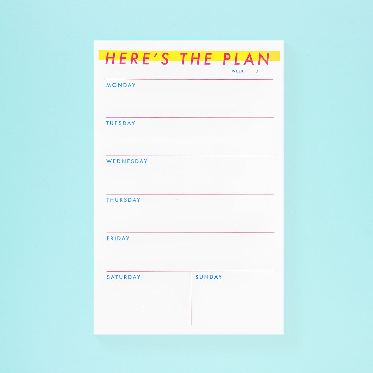 M.C. Pressure Here's The Plan Weekly Notepad 