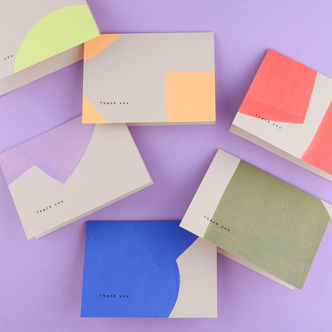 Moglea Neon Shape Hand-Painted Folded Thank You Cards Boxed 