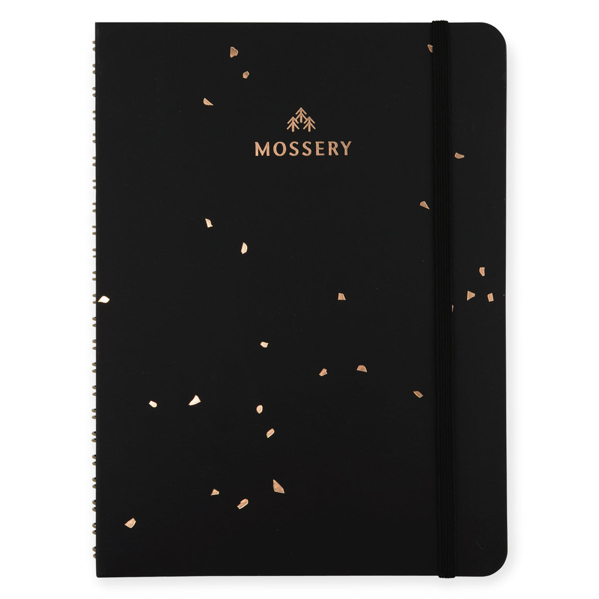 Mossery Wirebound Notebook Black Gold Speckle Ruled 