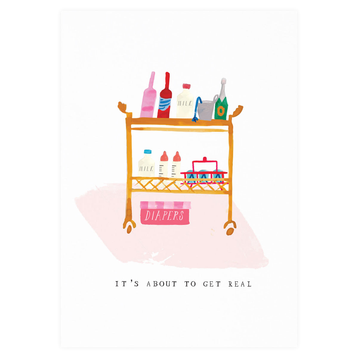 Mr. Boddington's Studio Diapers on the Bar Cart Baby Shower Card 