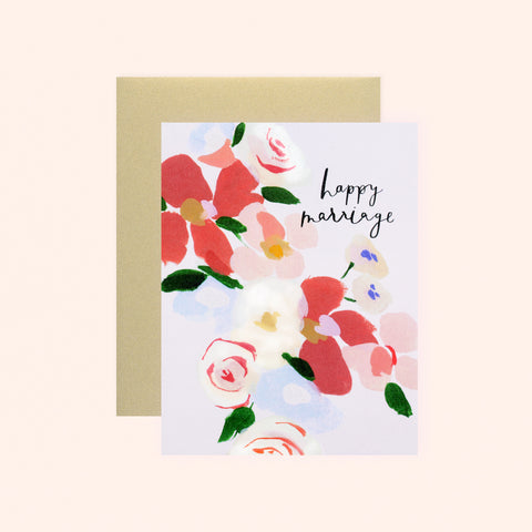 Our Heiday Happy Marriage Bouquet Wedding Card 