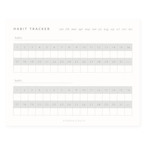 Ramona & Ruth Monthly Habit Tracker Notepad 