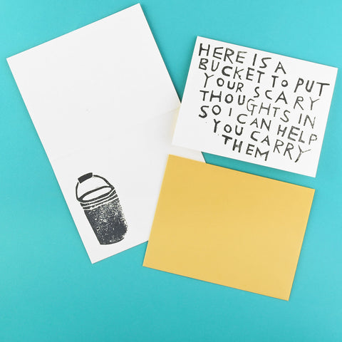 Rani Ban Co Scary Thoughts Bucket Greeting Card 