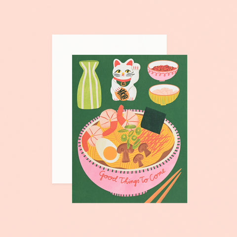 Red Cap Cards Ramen Bowl Greeting Card 