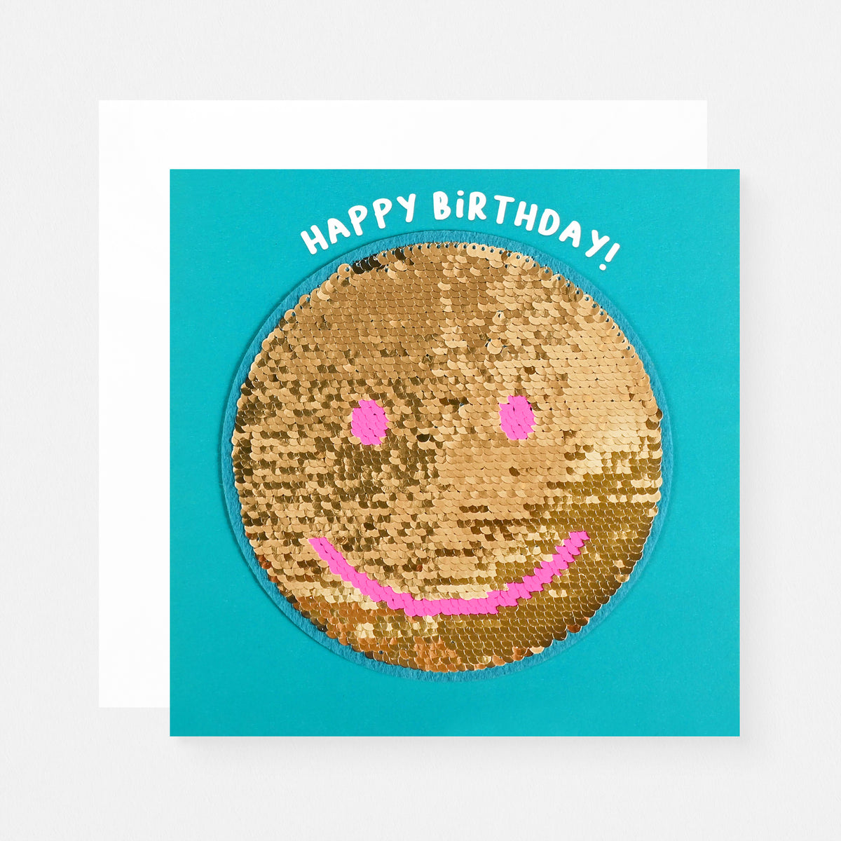 Redback Cards Smiley Birthday Card With Reusable Adhesive Sequin Patch 