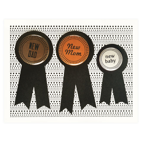 Regional Assembly of Text New Family Button Pins Greeting Card 
